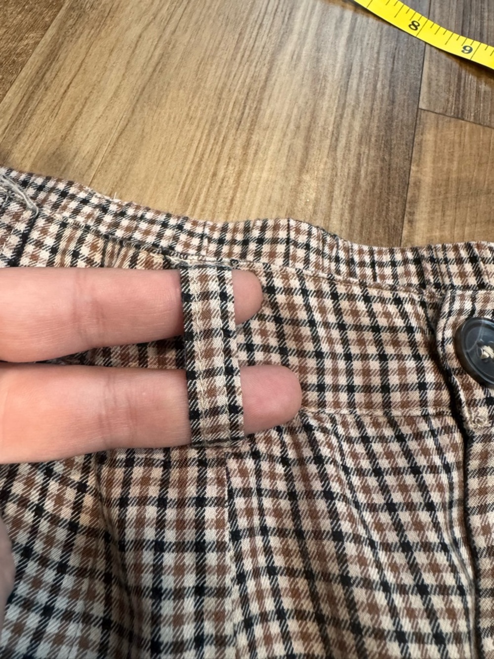Kenzie + Francesca’s Brown and Cream Plaid Wide-Leg Pants, Size Large - Picture 11 of 16